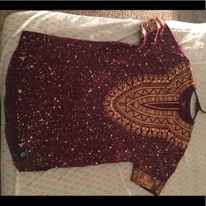 burgundy and gold shirt